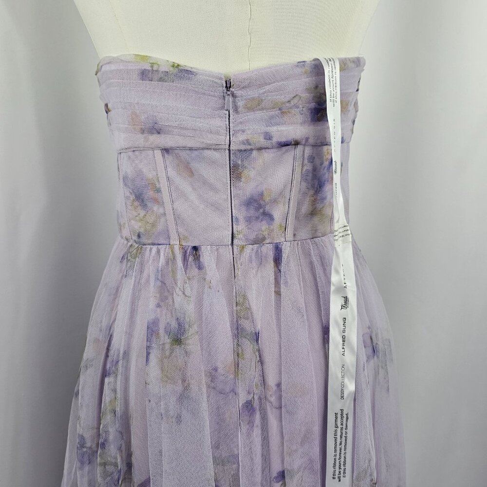 Dessy Collection Purple Floral Corset Strapless Chiffon Maxi Dress Size 4R NWOT - Picture 8 of 14